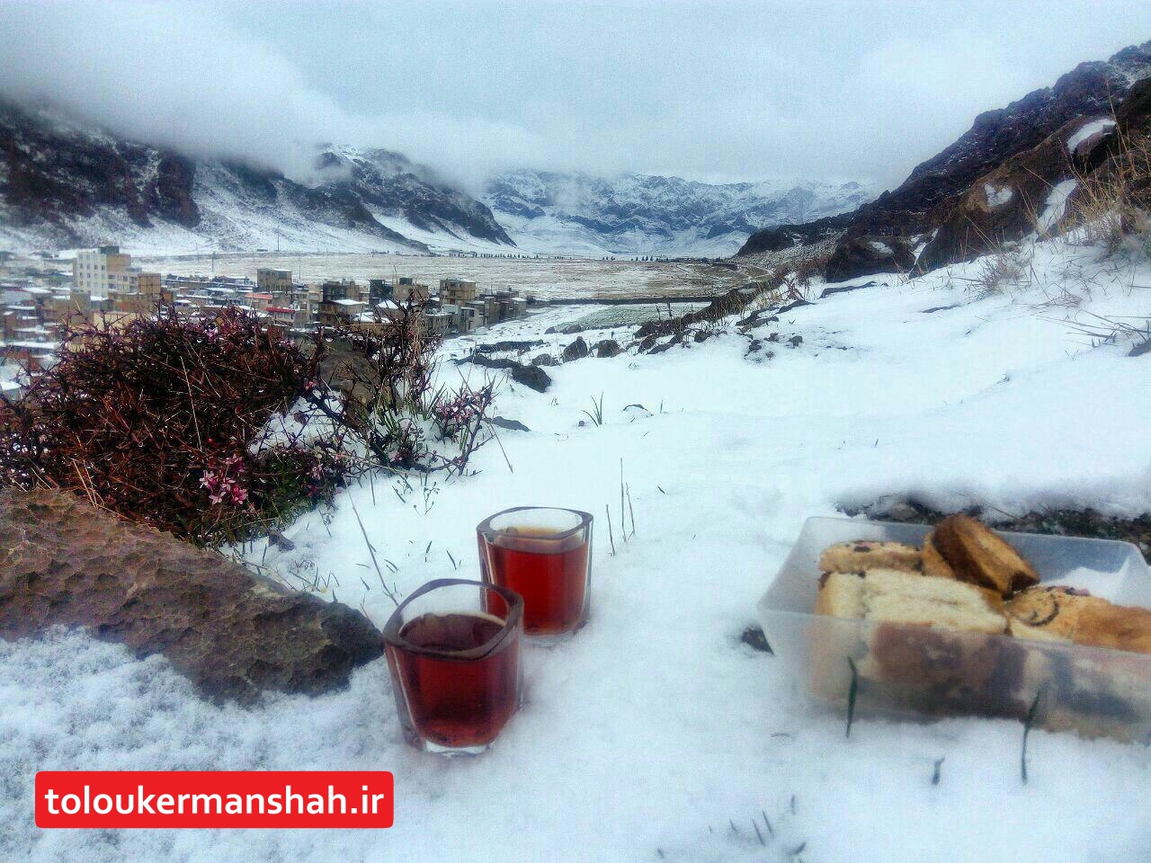 طبیعت زیبای کوه ظفر کرمانشاه در برف امروز (تصاویر)