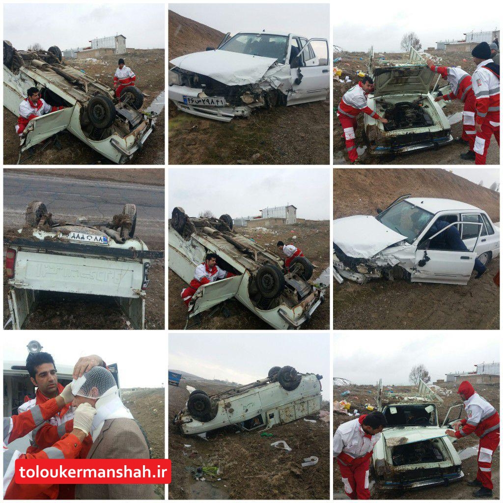 برخورد دو خودرو در محور نورآباد- کرمانشاه ۵ مصدوم برجای گذاشت