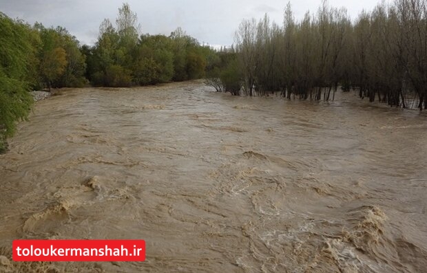 رودخانه گاماسیاب در آستانه طغیان است