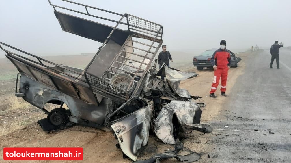 تصادف در مسیر کرمانشاه_روانسر۲ کشته و زخمی برجا گذاشت/جاده های استان مه آلود است