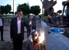 جابجایی ۲۷۰ متر خط لوله گاز در بستر و حاشیه رودخانه قره‌سو