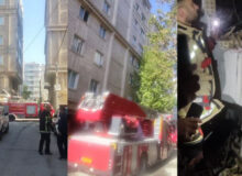 دودگرفتگی ۲ نفر در آتش‌سوزی ساختمان ۸ طبقه در کرمانشاه